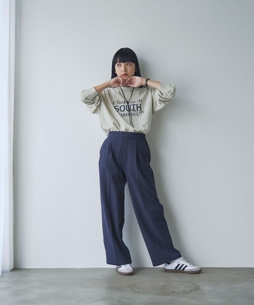 coen(コーエン)の「イージービューティー裏起毛ワイドパンツ(WEB限定サイズ)(スラックス・レディース・オフホワイト/ネイビー/モカ/ブラック・M/L/S)」の17枚目の写真