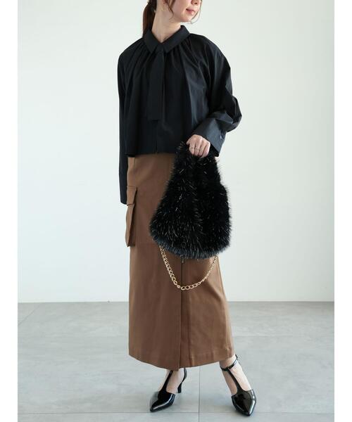 Te chichi(テチチ)の「フロントジップカーゴロングタイトスカート(スカート・レディース・ブラウン/ブラック・F)」の5枚目の写真