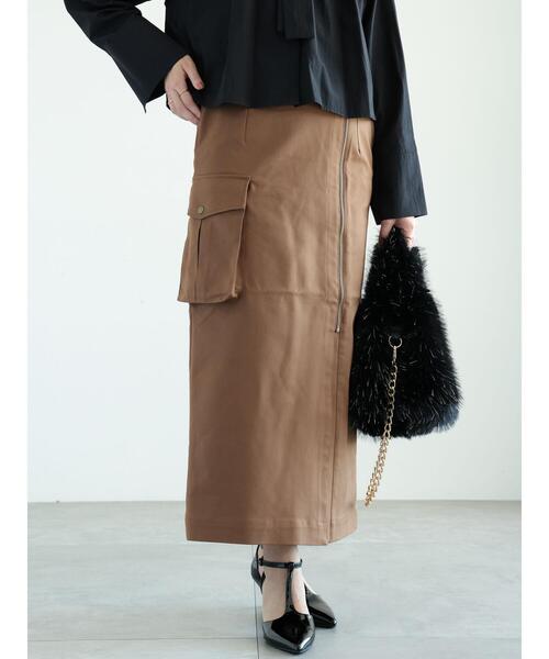 Te chichi(テチチ)の「フロントジップカーゴロングタイトスカート(スカート・レディース・ブラウン/ブラック・F)」の6枚目の写真