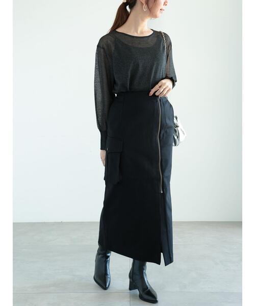 Te chichi(テチチ)の「フロントジップカーゴロングタイトスカート(スカート・レディース・ブラウン/ブラック・F)」の7枚目の写真