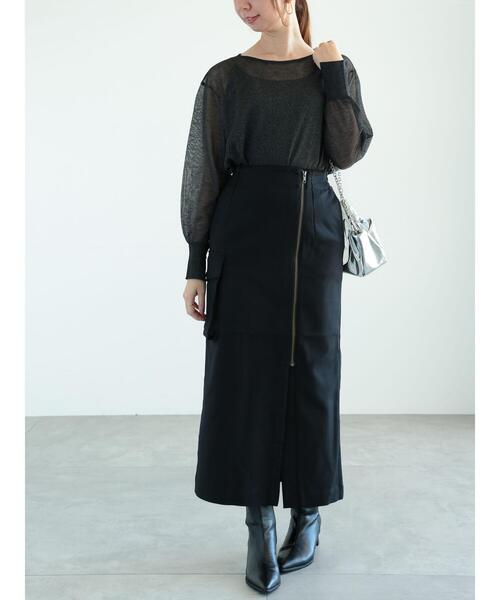 Te chichi(テチチ)の「フロントジップカーゴロングタイトスカート(スカート・レディース・ブラウン/ブラック・F)」の8枚目の写真