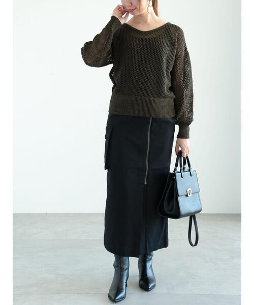 Te chichi(テチチ)の「フロントジップカーゴロングタイトスカート(スカート・レディース・ブラウン/ブラック・F)」の10枚目の写真