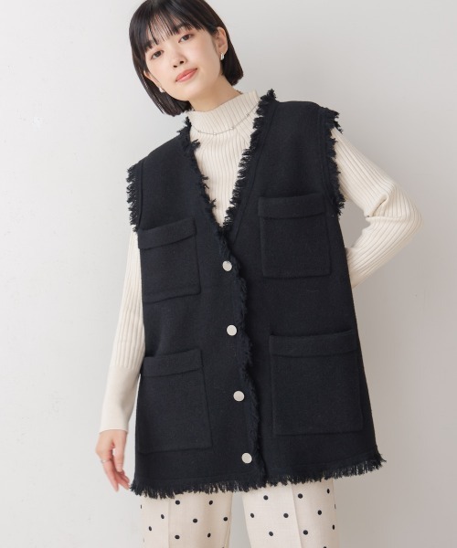 【セール】ポケット付きフリンジベスト（ベスト）｜Bou Jeloud（ブージュルード）