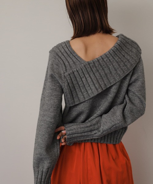 SENSE OF PLACE by URBAN RESEARCH（センスオブプレイスバイアーバンリサーチ）の「アシンンメトリーオフショルリブニット（ニット/セーター・レディース・ブラック/アイボリー/グレー・ONE）」の12枚目の写真