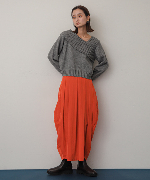 SENSE OF PLACE by URBAN RESEARCH（センスオブプレイスバイアーバンリサーチ）の「アシンンメトリーオフショルリブニット（ニット/セーター・レディース・ブラック/アイボリー/グレー・ONE）」の13枚目の写真