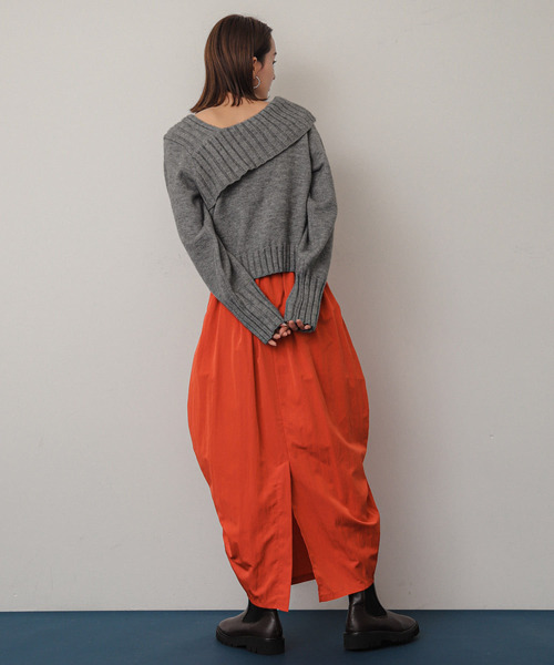 SENSE OF PLACE by URBAN RESEARCH（センスオブプレイスバイアーバンリサーチ）の「アシンンメトリーオフショルリブニット（ニット/セーター・レディース・ブラック/アイボリー/グレー・ONE）」の14枚目の写真