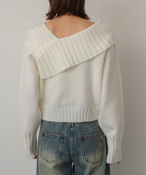 SENSE OF PLACE by URBAN RESEARCH（センスオブプレイスバイアーバンリサーチ）の「アシンンメトリーオフショルリブニット（ニット/セーター・レディース・ブラック/アイボリー/グレー・ONE）」の17枚目の写真