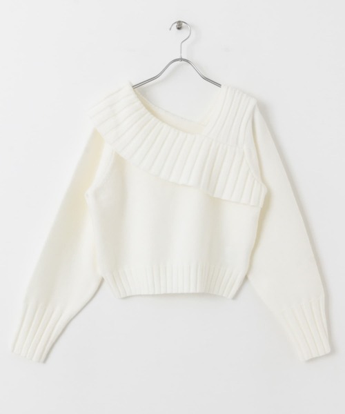 SENSE OF PLACE by URBAN RESEARCH（センスオブプレイスバイアーバンリサーチ）の「アシンンメトリーオフショルリブニット（ニット/セーター・レディース・ブラック/アイボリー/グレー・ONE）」の19枚目の写真