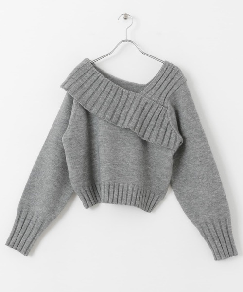 SENSE OF PLACE by URBAN RESEARCH（センスオブプレイスバイアーバンリサーチ）の「アシンンメトリーオフショルリブニット（ニット/セーター・レディース・ブラック/アイボリー/グレー・ONE）」の21枚目の写真