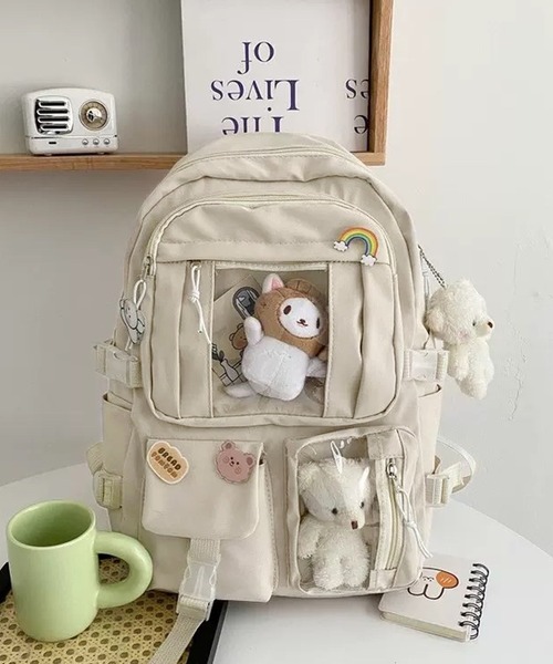 shopnikoniko（ショップニコニコ）の「痛バ リュック 痛バッグ  推し活 大容量 クリアポケット付き リュックサック（バックパック/リュック・レディース・ブラック/ホワイト・フリー）」の10枚目の写真