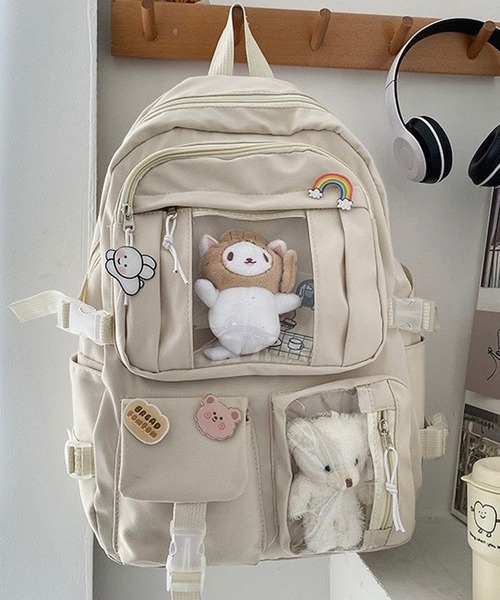 shopnikoniko（ショップニコニコ）の「痛バ リュック 痛バッグ  推し活 大容量 クリアポケット付き リュックサック（バックパック/リュック・レディース・ブラック/ホワイト・フリー）」の9枚目の写真