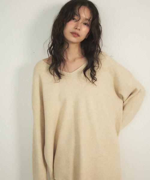 オーバーVネックニットセットアップ（アンサンブル）｜Shelly island