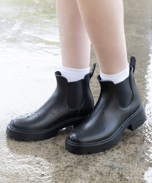 【美品】UGG レインブーツ サイドゴアブーツ ボア 防水 ブラック 23cm igor レインブーツ レディース ショート リブ サイドゴア ブーツ