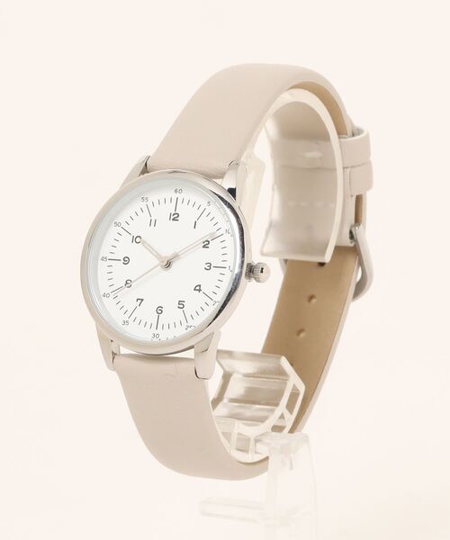 EDIT COLOGNE（エディットコロン）の「シンプルフェイクレザーウォッチ（アナログ腕時計・レディース・ベージュ/グレー・ﾌﾘ-）」の2枚目の写真