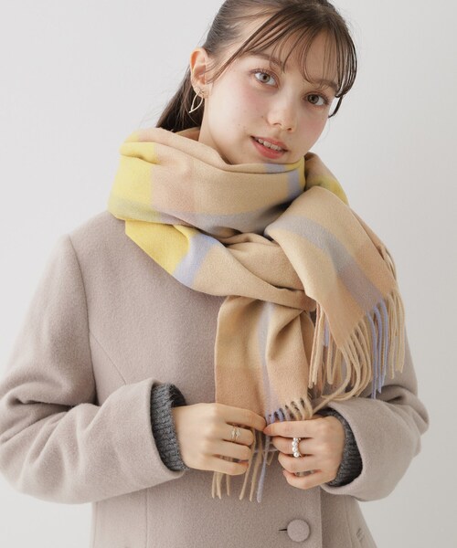 ウールカシミヤブレンドチェックマフラー