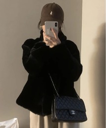 WEGO/【大人気】スタンドカラーふわもこフェイクファーショートジャケット