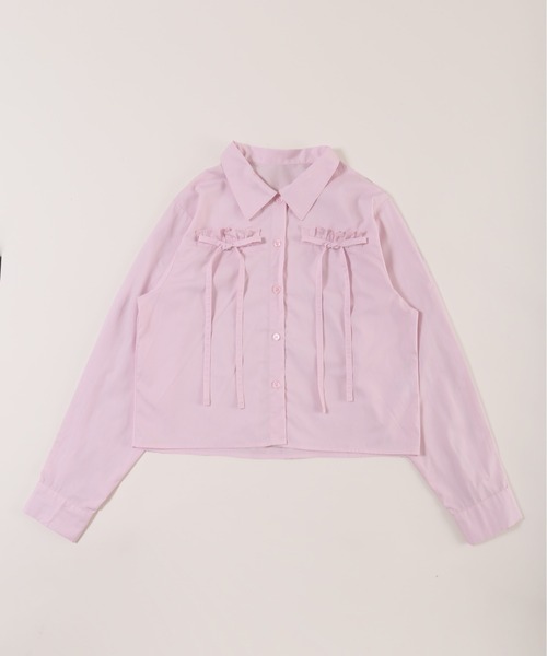 PHILLY（フィリー）の「【PHILLY】フリルリボンブラウス（シャツ/ブラウス・レディース・チャコールグレー/ピンク/ホワイト・FREE）」の8枚目の写真