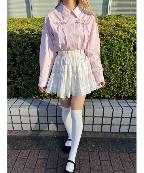 PHILLY（フィリー）の「【PHILLY】フリルリボンブラウス（シャツ/ブラウス・レディース・チャコールグレー/ピンク/ホワイト・FREE）」の13枚目の写真