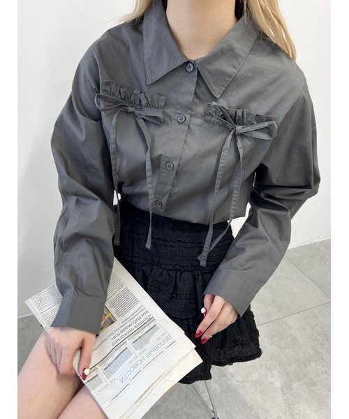 PHILLY（フィリー）の「【PHILLY】フリルリボンブラウス（シャツ/ブラウス・レディース・チャコールグレー/ピンク/ホワイト・FREE）」の17枚目の写真