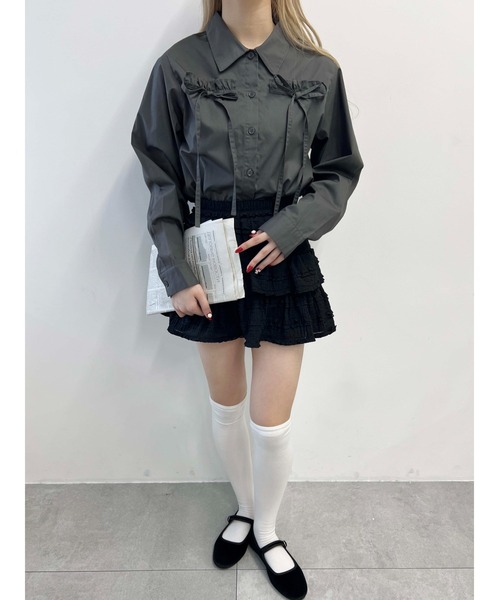 PHILLY（フィリー）の「【PHILLY】フリルリボンブラウス（シャツ/ブラウス・レディース・チャコールグレー/ピンク/ホワイト・FREE）」の18枚目の写真