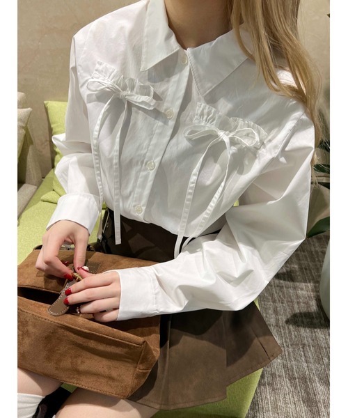 PHILLY（フィリー）の「【PHILLY】フリルリボンブラウス（シャツ/ブラウス・レディース・チャコールグレー/ピンク/ホワイト・FREE）」の22枚目の写真