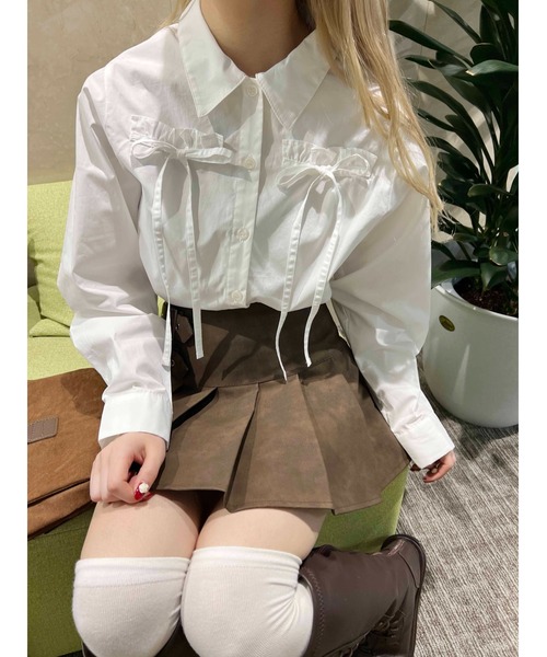 PHILLY（フィリー）の「【PHILLY】フリルリボンブラウス（シャツ/ブラウス・レディース・チャコールグレー/ピンク/ホワイト・FREE）」の16枚目の写真