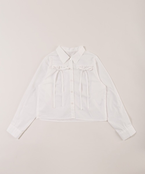 PHILLY（フィリー）の「【PHILLY】フリルリボンブラウス（シャツ/ブラウス・レディース・チャコールグレー/ピンク/ホワイト・FREE）」の6枚目の写真