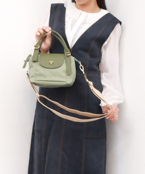 perche（ペルケ）の「ペルケ perche / ナイロン×牛革かぶせジェムストーン2wayショルダーバッグ（ショルダーバッグ・レディース・ライトグレー/グリーン/ベージュ系その他/ブラック/ブラウン・FREE）」の5枚目の写真