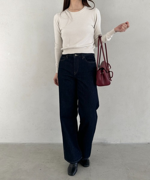 MYMOOD.(マイムード)の「シンプルラメ混 薄手ニットクルーネックトップス(Tシャツ/カットソー・レディース・レッド/ホワイト/ブラック/アイボリー・FREE)」の18枚目の写真