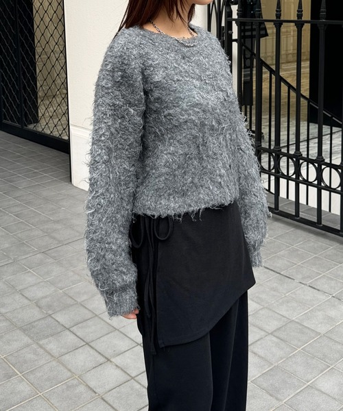 LE MORE(リモア)の「ミックスシャギーニットプルオーバー(ニット/セーター・レディース・ピンク/ライトグレー/チャコール・FREE)」の5枚目の写真