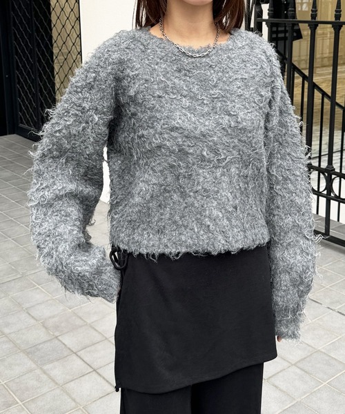 LE MORE(リモア)の「ミックスシャギーニットプルオーバー(ニット/セーター・レディース・ピンク/ライトグレー/チャコール・FREE)」の8枚目の写真