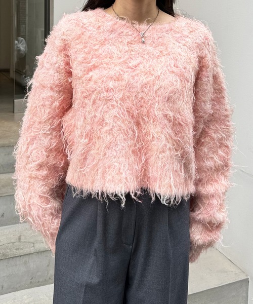 LE MORE(リモア)の「ミックスシャギーニットプルオーバー(ニット/セーター・レディース・ピンク/ライトグレー/チャコール・FREE)」の21枚目の写真