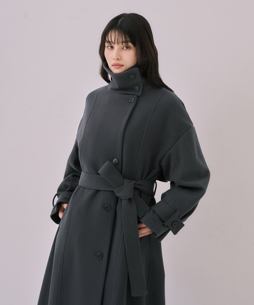 大人気コート再登場！】スタンドカラーロングコート｜保温/撥水/静電気