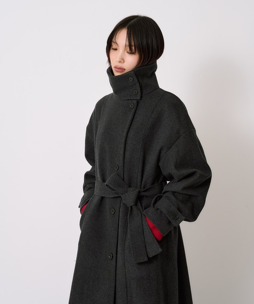 大人気コート再登場！】スタンドカラーロングコート｜オフィス