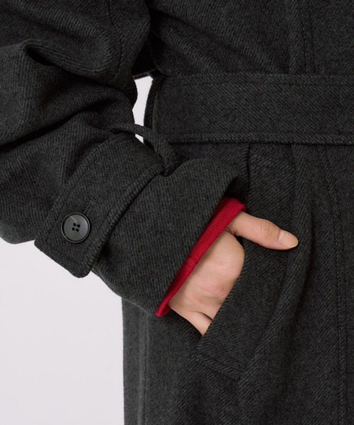 UNITED TOKYO（ユナイテッドトウキョウ）の「【残りわずか！】スタンドカラーロングコート｜オフィスカジュアル/オケージョン/保温/撥水/静電気防止/ウール100%/冬服（ステンカラーコート・レディース・ブラック/マルチ/ブラウン/ネイビー/グレー・1/2）」の22枚目の写真