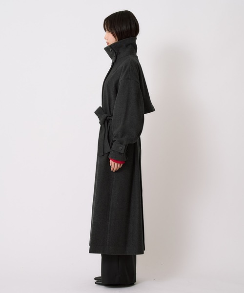 残りわずか！】スタンドカラーロングコート｜オフィスカジュアル