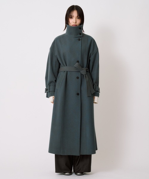 残りわずか！】スタンドカラーロングコート｜オフィスカジュアル