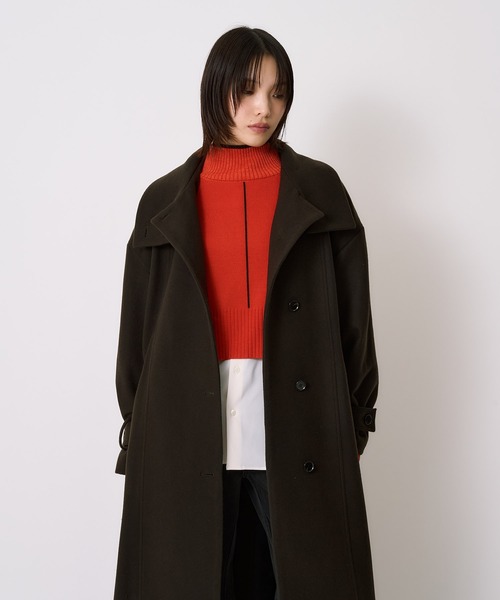 【TAKEOKIKUCHI】スタンドカラーロングコート アウター 防寒 通勤 M AUTUMN FAIRMサイズ [WINTER COLLECTION]モッサスタンドカラーロングコート レディース 秋 冬 チェスターコート  ロングコート スタンドカラー ジャケット アウター モッサ ダブルブレスト ダブルボタン ダブルコート フェイクウール | Re：EDIT（リエディ）