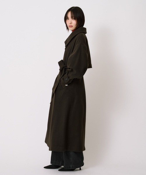 残りわずか！】スタンドカラーロングコート｜オフィスカジュアル