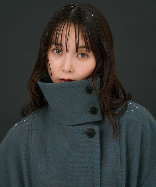 残りわずか！】スタンドカラーロングコート｜オフィスカジュアル