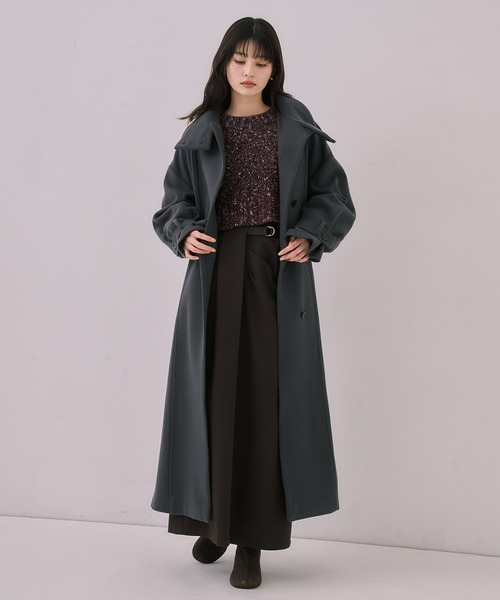 大人気コート再登場！】スタンドカラーロングコート｜オフィス