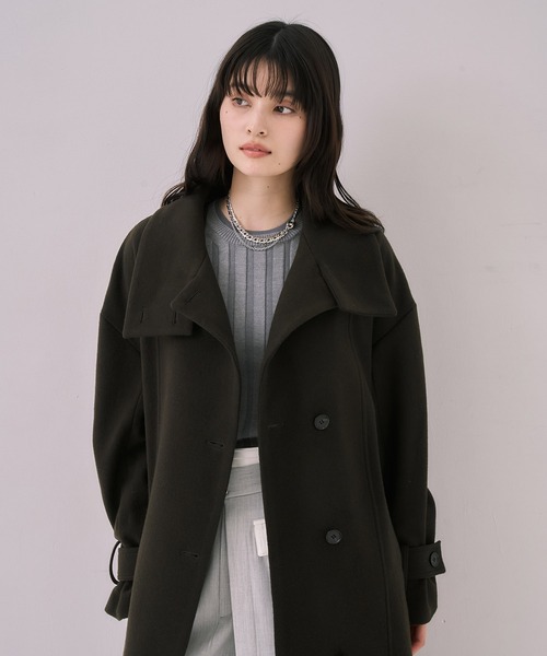 大人気コート再登場！】スタンドカラーロングコート｜オフィス
