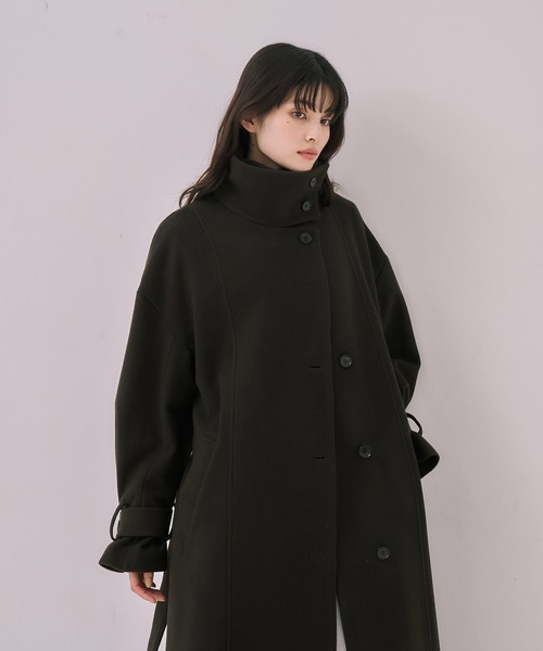 大人気コート再登場！】スタンドカラーロングコート｜オフィス