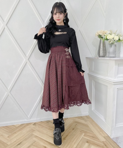 ロゴ刺繍デコルテ開きリブトップス（Tシャツ/カットソー）｜ROJITA