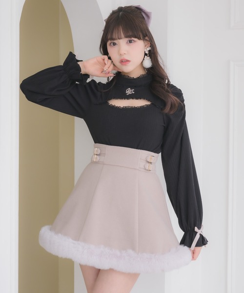 ROJITA（ロジータ）の「ロゴ刺繍デコルテ開きリブトップス（Tシャツ/カットソー・レディース・ブラック/ホワイト・FREE）」の3枚目の写真