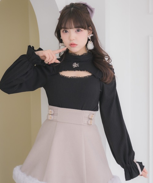 ROJITA（ロジータ）の「ロゴ刺繍デコルテ開きリブトップス（Tシャツ/カットソー・レディース・ブラック/ホワイト・FREE）」の12枚目の写真