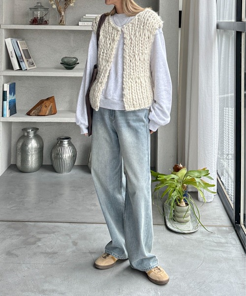 ハンドウォッシャブル】ハンドニットベスト（ベスト）｜feepur