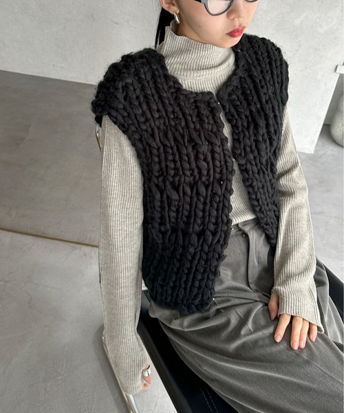 セール】【ハンドウォッシャブル】ハンドニットベスト（ベスト