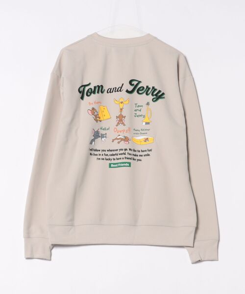 Tom&Jerry(トムアンドジェリー)の「【公式】トムとジェリー バックプリント&ブラシアップリケ刺繍スウェット(スウェット・メンズ・オフホワイト/スミクロ・L/M)」の4枚目の写真