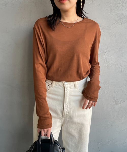 tシャツ 「Jeans Factory Clothes/ジーンズファクトリークローズ」 クルーネック ロングスリーブシアーカットソー レディース JEANS FACTORY Clothes tシャツ 「Jeans Factory Clothes
